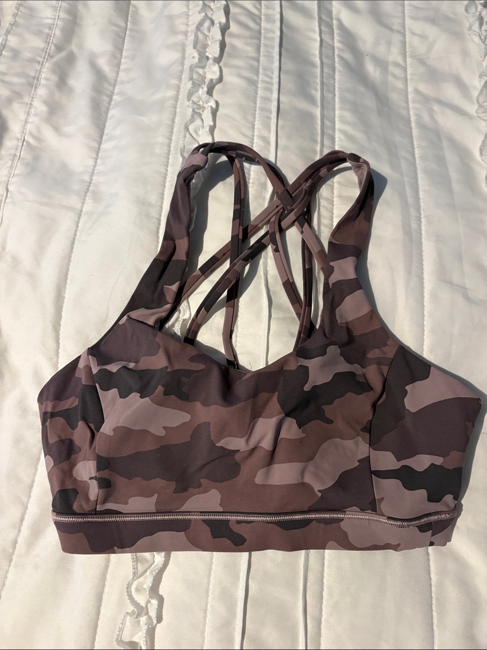 Women's Lululemon strappy Camo Sports Bra - Mauve Camo